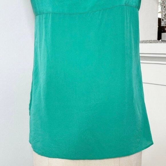 Banana Republic Silk Pleated Tank Top Green Blouse 6 Small - Picture 7 of 9